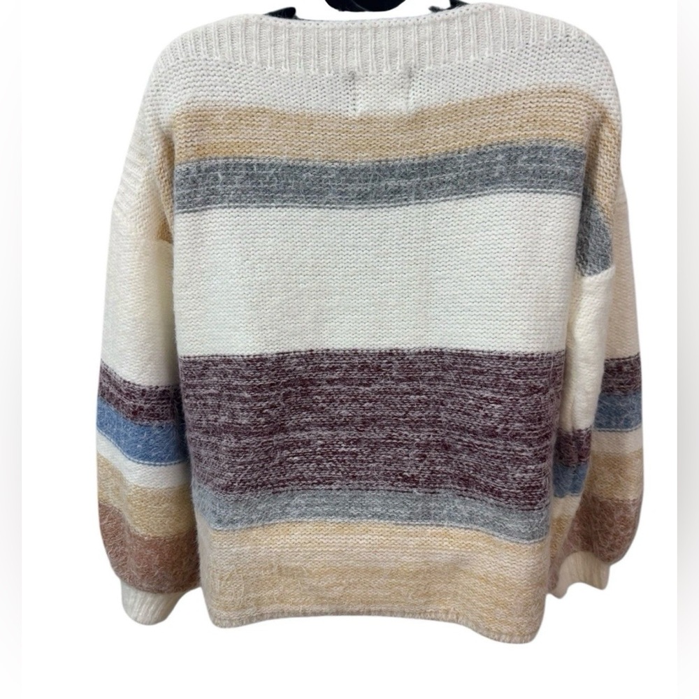 Buckle Black Striped Eyelash Knit Sweater Size M - Picture 8 of 11